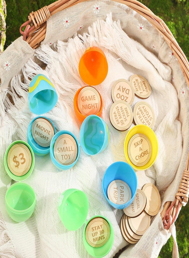 CypherX Easter Egg Fillers- Wooden Easter Reward Tokens, Easter Prizes Stuffers Coins, Family Night Tokens, 24 Redeemable Tokens+6 Blank DIY Tokens, Unique Family Easter Egg Hunt Activities- Coin - Image 3